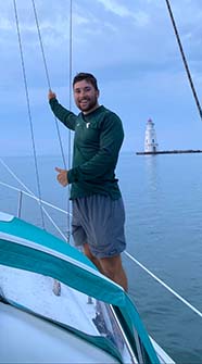 Wil in a sailboat