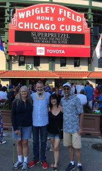 Craig Kloss, sister Carol, friends Marcella & Carlos at Cubs game 