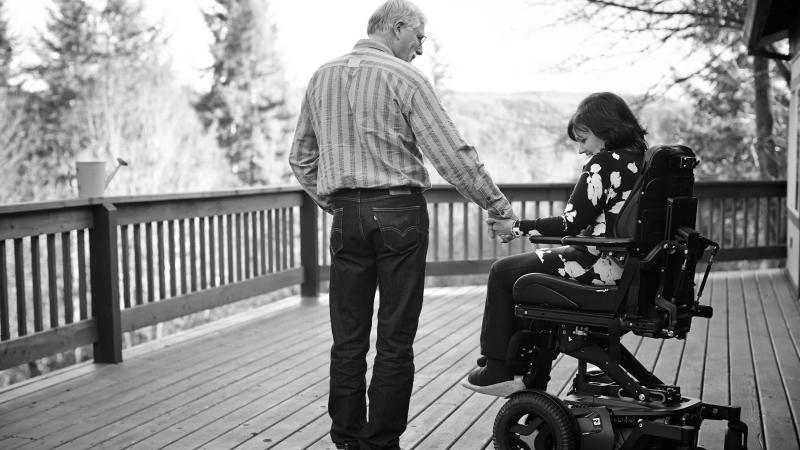 Woman living with ALS and her husband