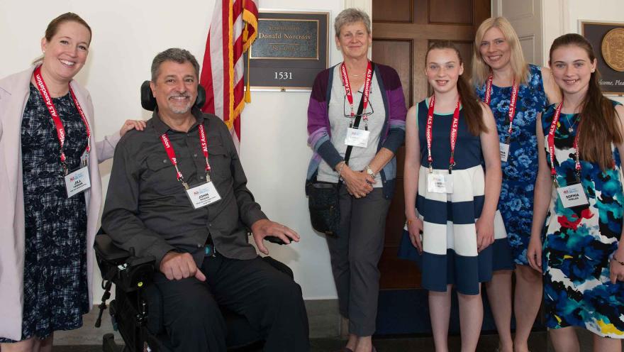 Family outside an office of a Member of Congress