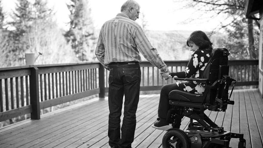 Woman living with ALS and her husband