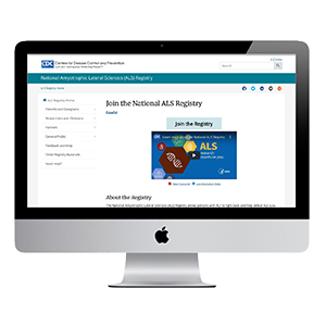 Computer screen of the ALS Registry enrollment page