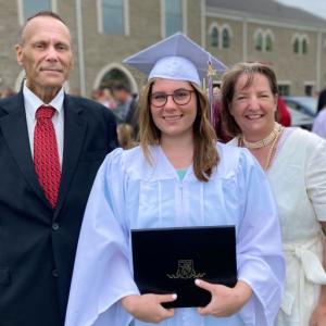 Craig Kloss, daughter Audrey (high school graduation), wife Betsy 2021