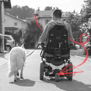 Man living with ALS walking dog