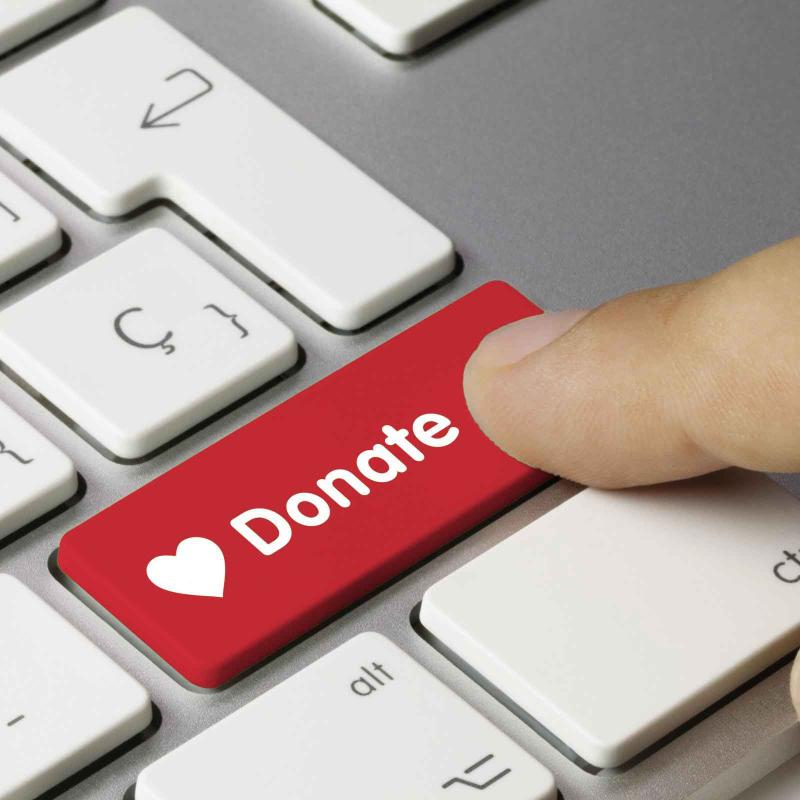 Donate button on a computer keyboard