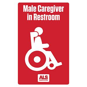 Male caregiver in restroom sign